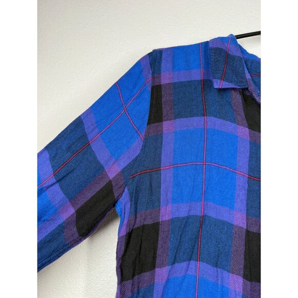 Rails Womens Blue Purple Plaid Button Up Flannel Sz M Soft Grunge - Picture 2 of 9